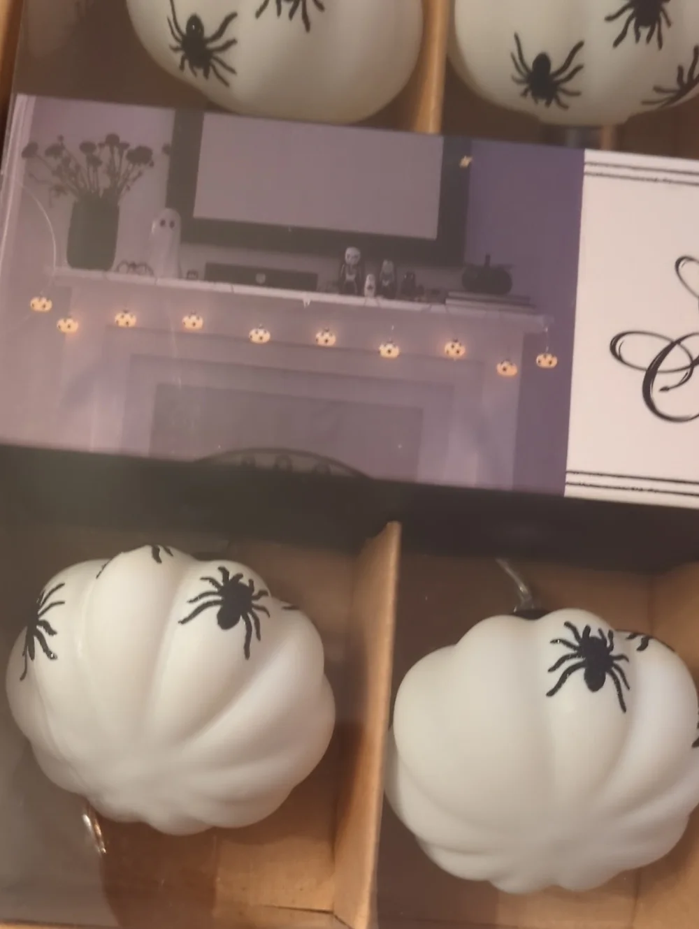Witch Crafters White Pumpkin String Lights with Spider Accents Halloween 🎃🎃🎃